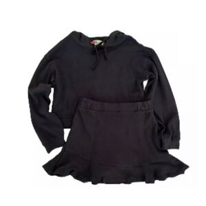 FREE PEOPLE Mini-Skirt & Hoodie 2-piece set Social Set in Black size Small